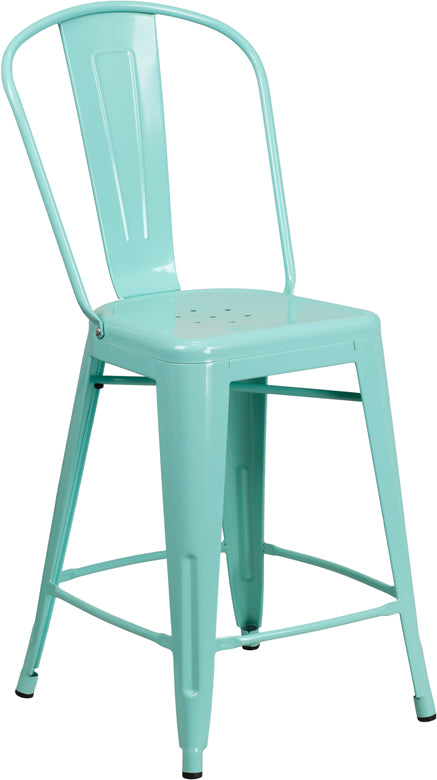 24" Mint Metal Outdoor Stool ET-3534-24-MINT-GG