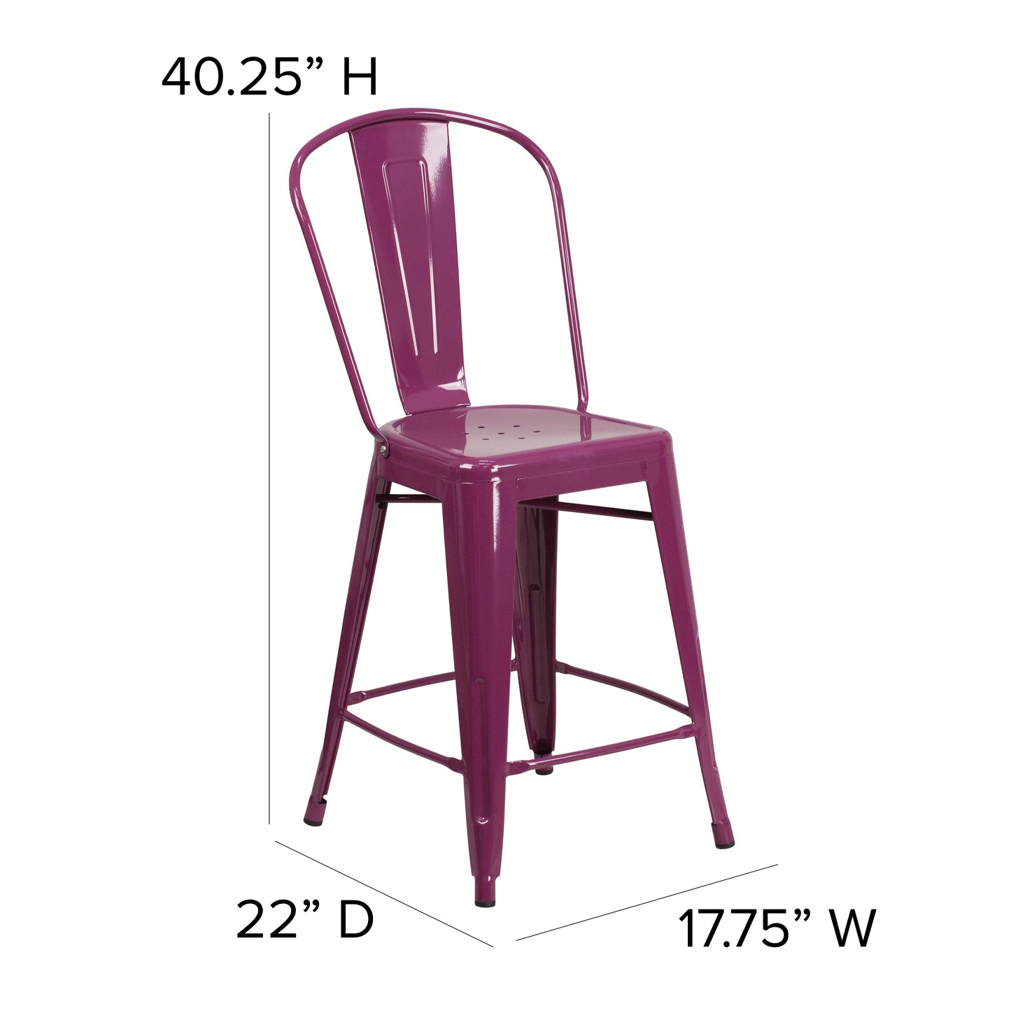 24" Purp Metal Outdoor Stool ET-3534-24-PUR-GG