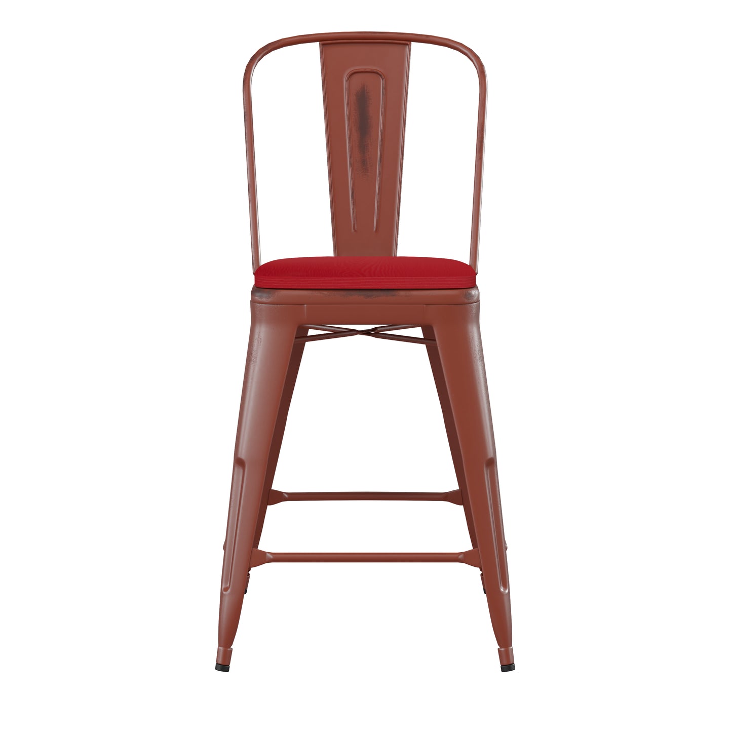 Red Metal Stool-Red Seat ET-3534-24-RD-PL1R-GG