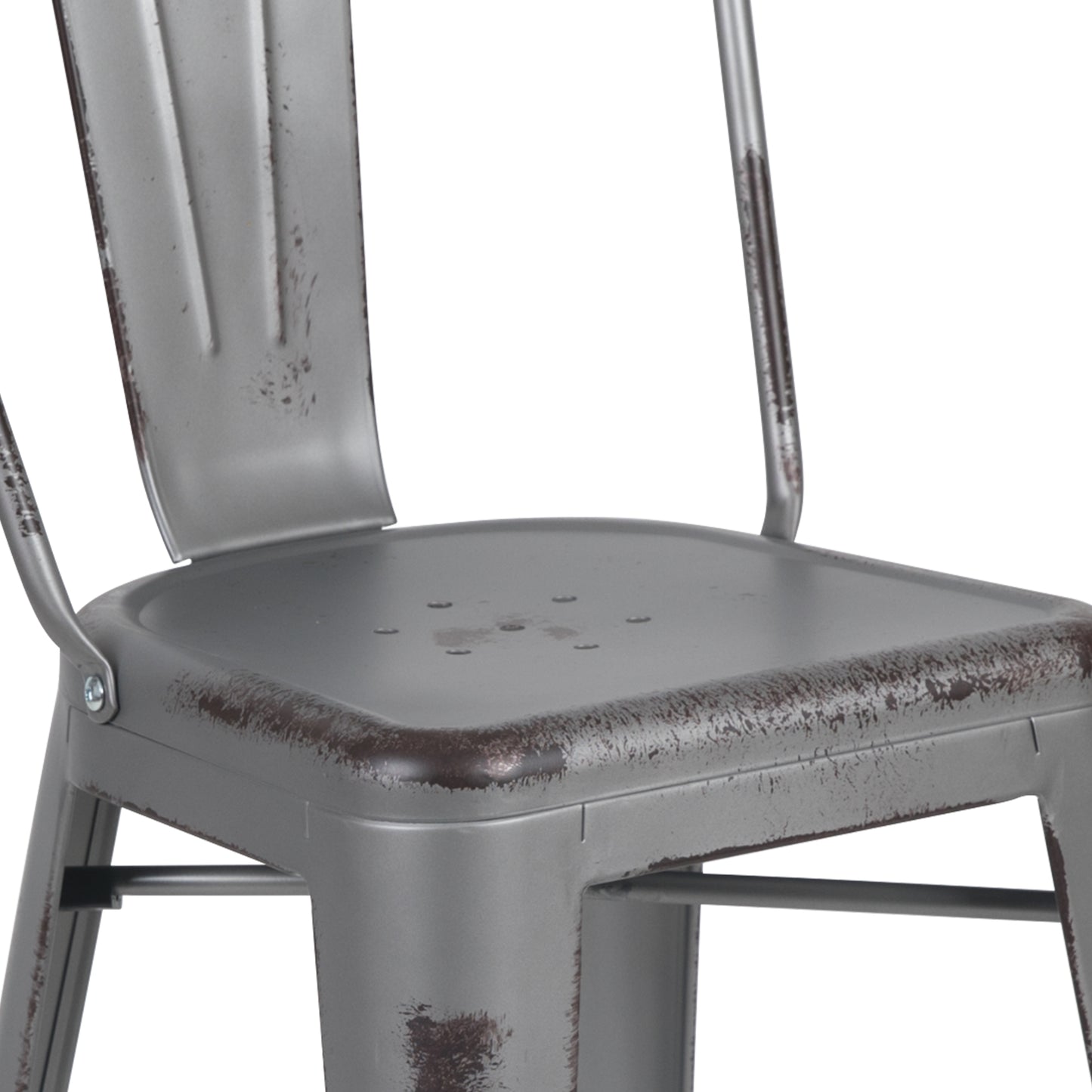 24"H Distressed Silver Stool ET-3534-24-SIL-GG