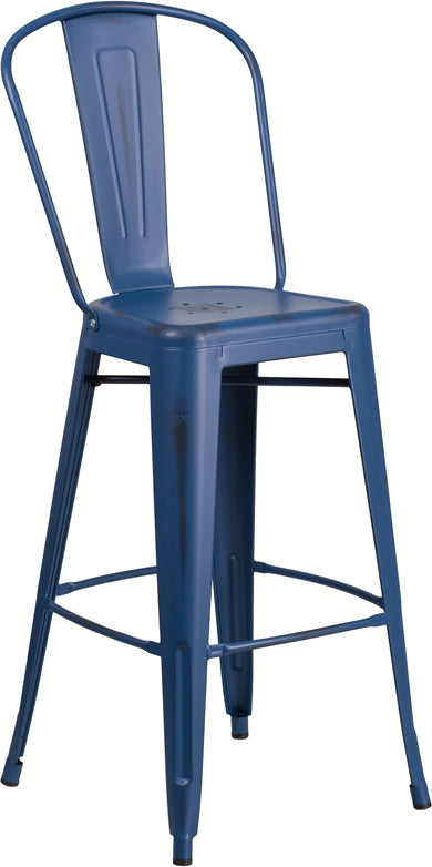 Distressed Blue Metal Stool ET-3534-30-AB-GG