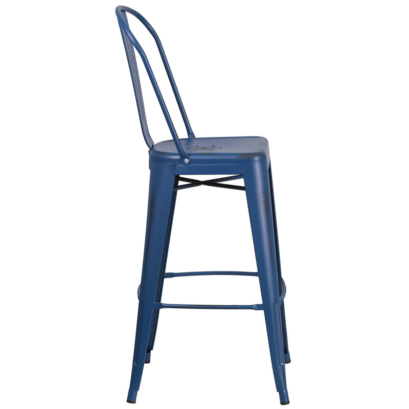 Distressed Blue Metal Stool ET-3534-30-AB-GG