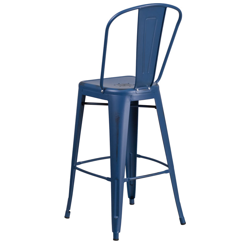 Distressed Blue Metal Stool ET-3534-30-AB-GG