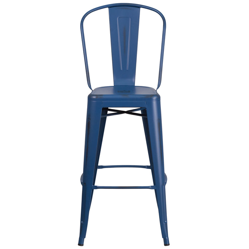 Distressed Blue Metal Stool ET-3534-30-AB-GG