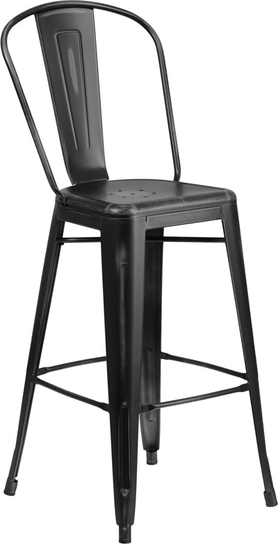 Distressed Black Metal Stool ET-3534-30-BK-GG