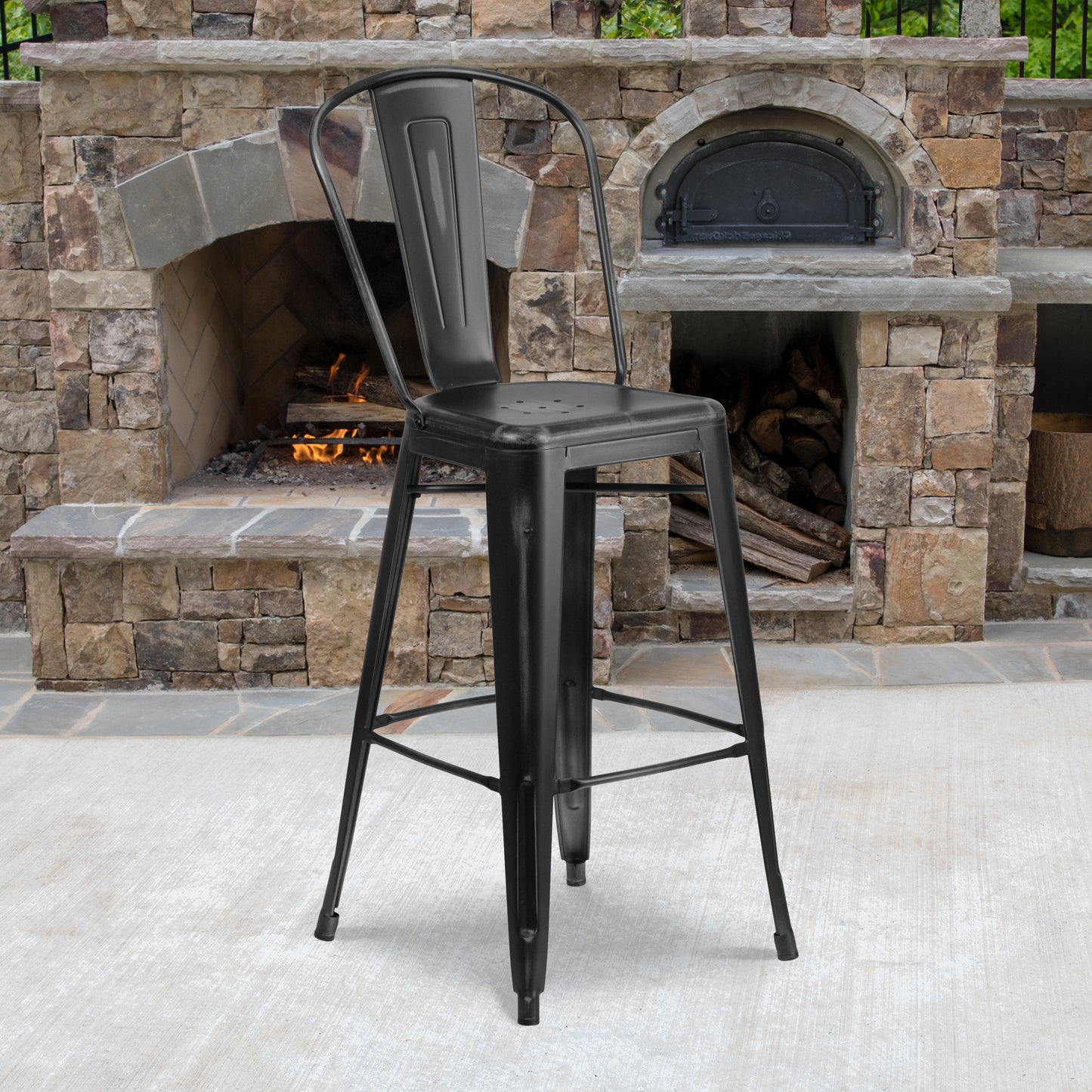 Distressed Black Metal Stool ET-3534-30-BK-GG