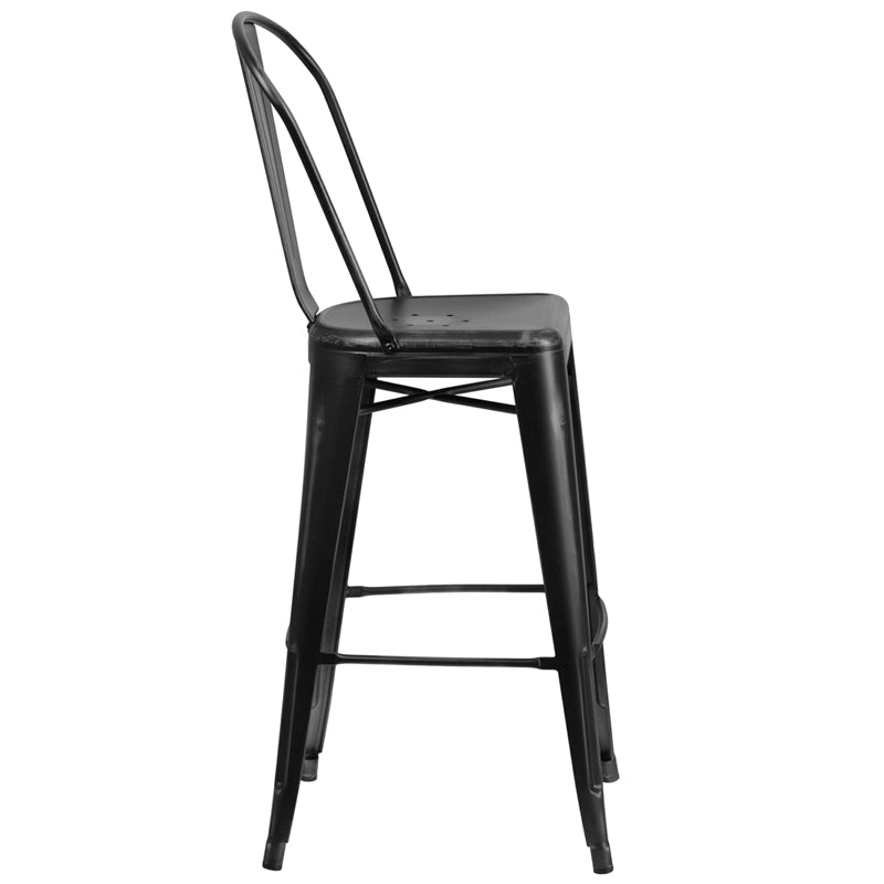 Distressed Black Metal Stool ET-3534-30-BK-GG