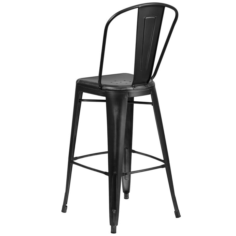 Distressed Black Metal Stool ET-3534-30-BK-GG