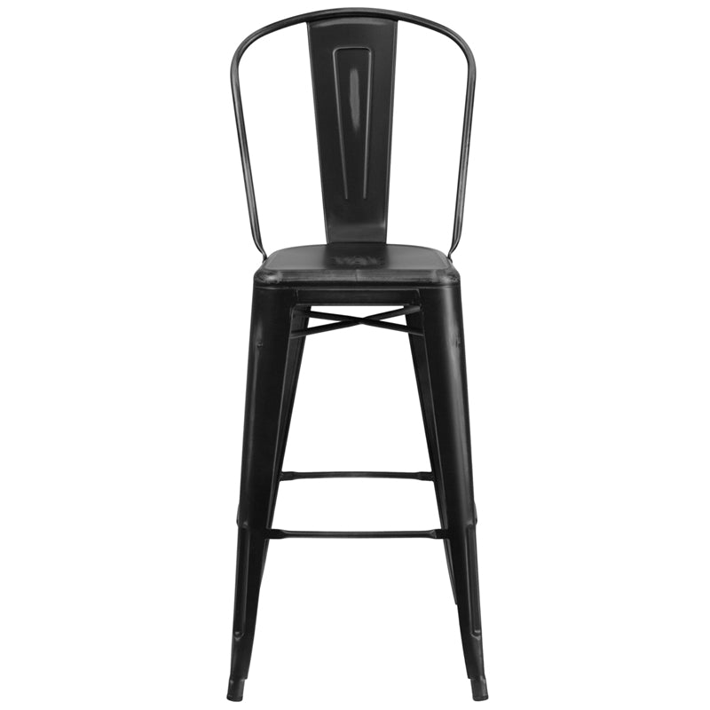 Distressed Black Metal Stool ET-3534-30-BK-GG