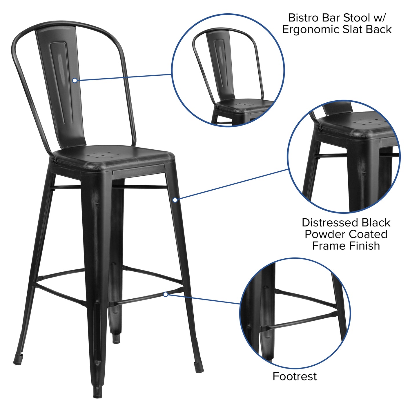 Distressed Black Metal Stool ET-3534-30-BK-GG