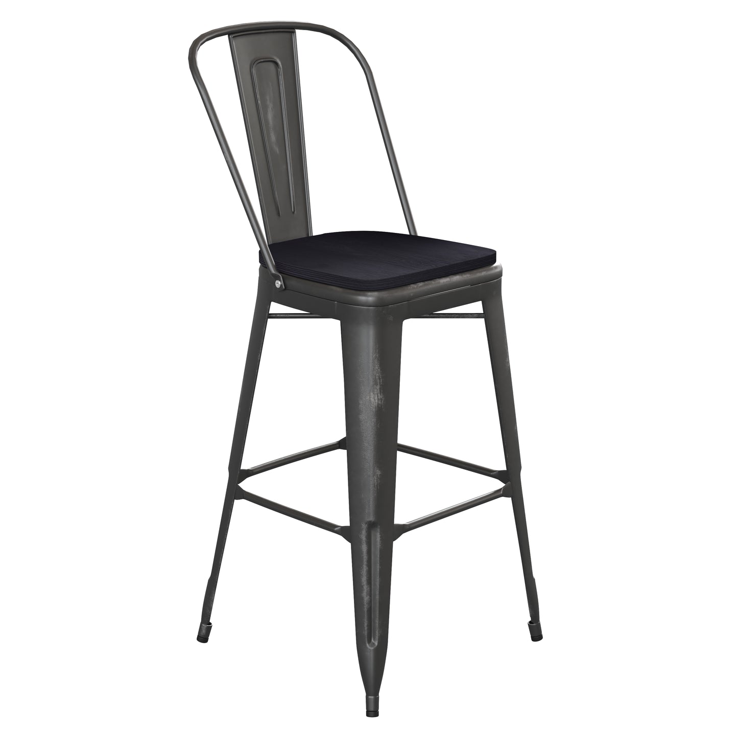 Black Metal Stool-Black Seat ET-3534-30-BK-PL1B-GG