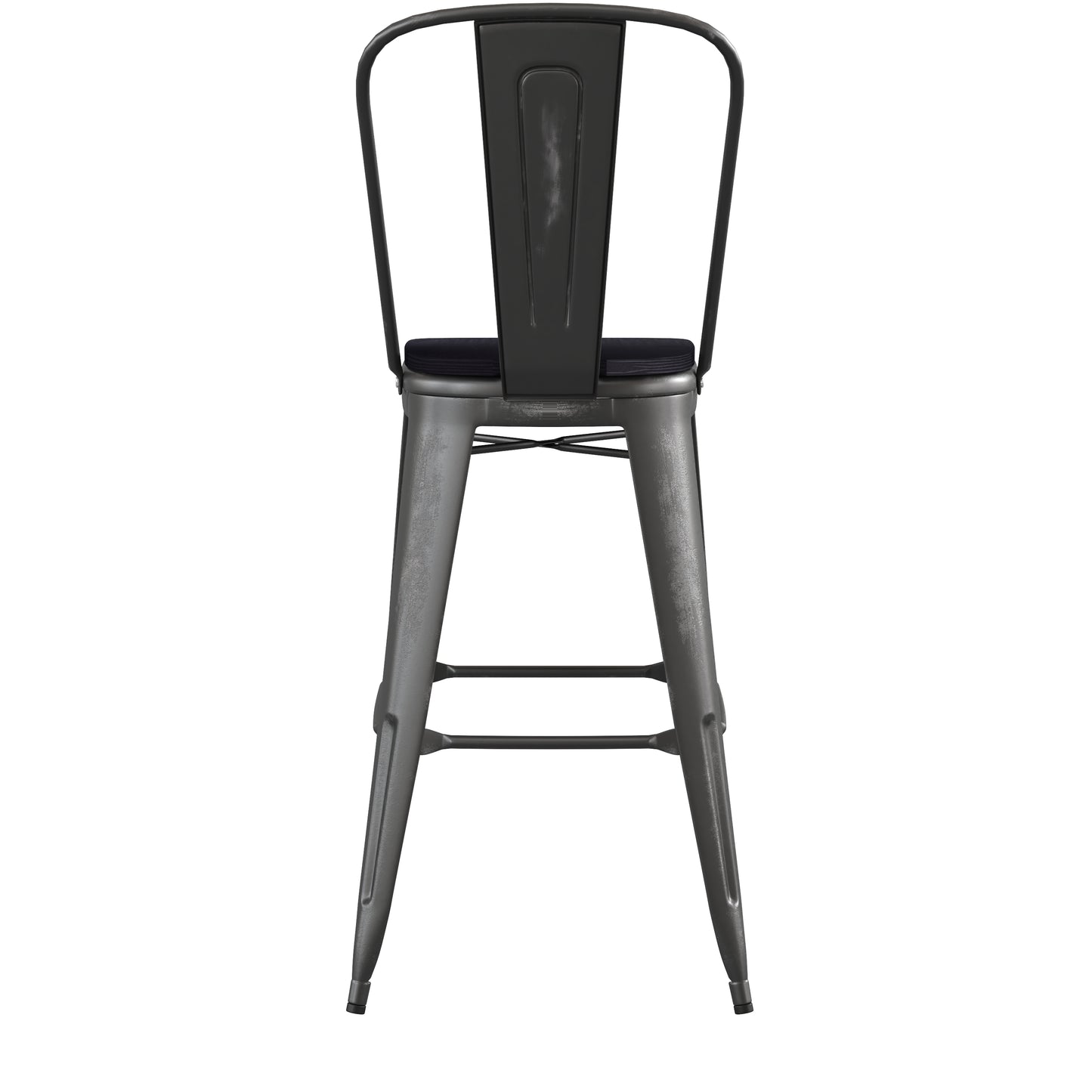 Black Metal Stool-Black Seat ET-3534-30-BK-PL1B-GG