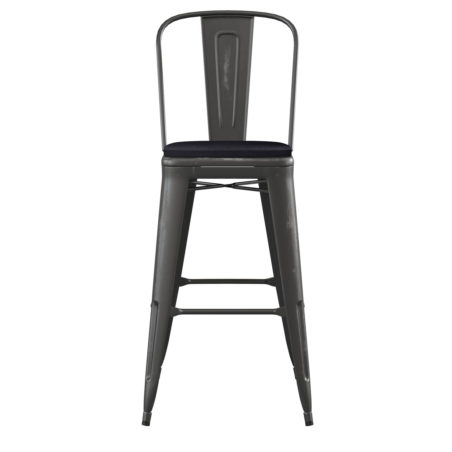 Black Metal Stool-Black Seat ET-3534-30-BK-PL1B-GG