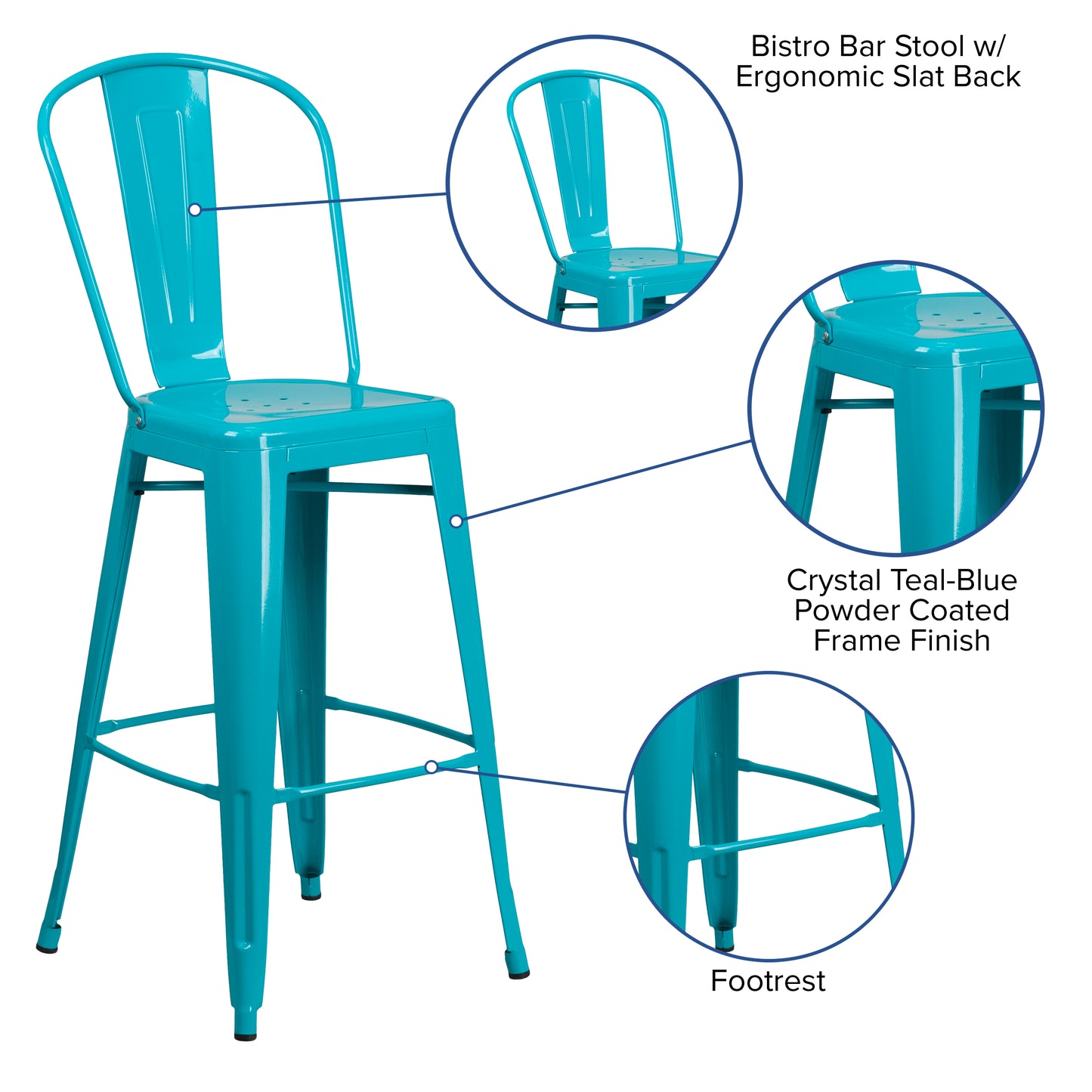 30" Teal Metal Outdoor Stool ET-3534-30-CB-GG