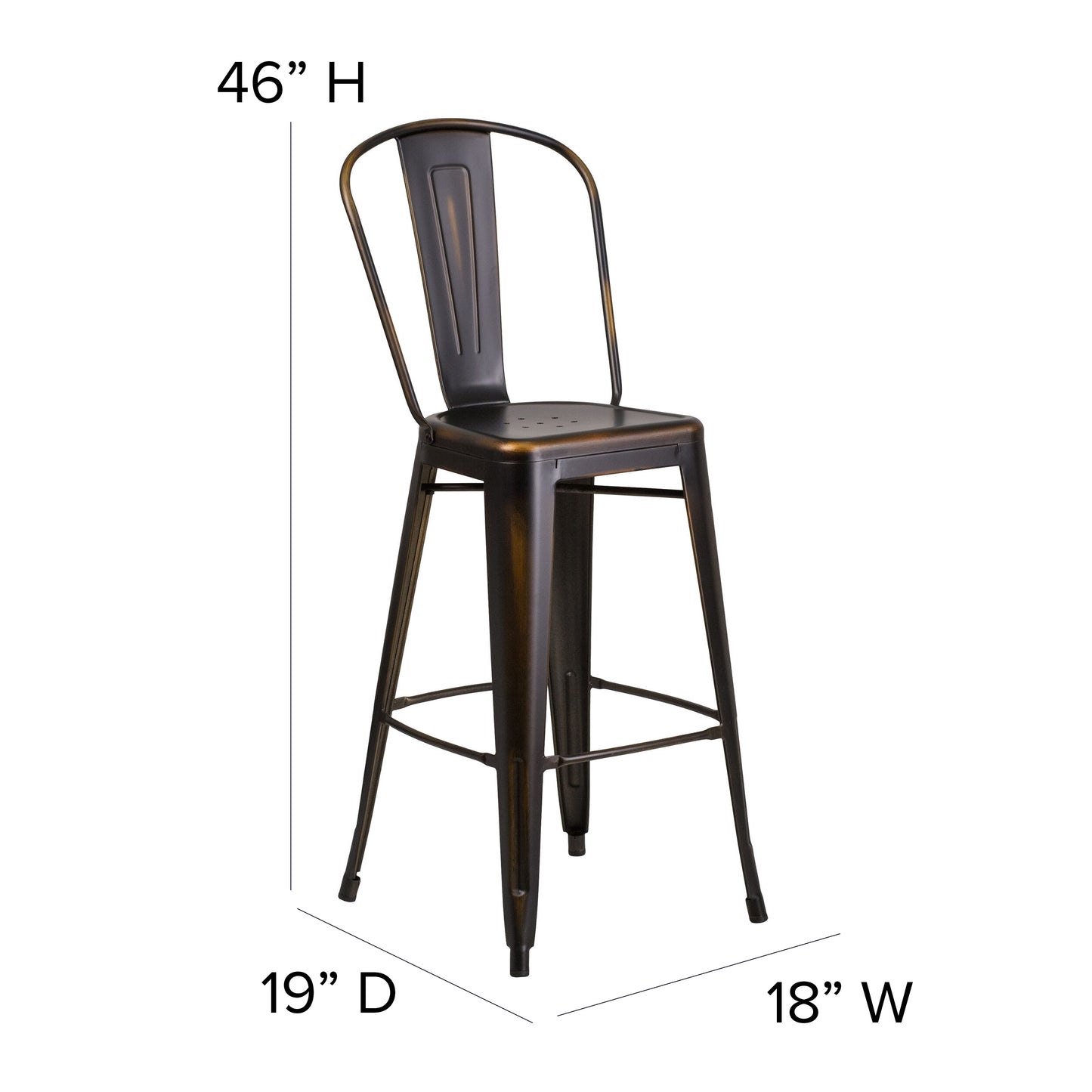 Distressed Copper Metal Stool ET-3534-30-COP-GG