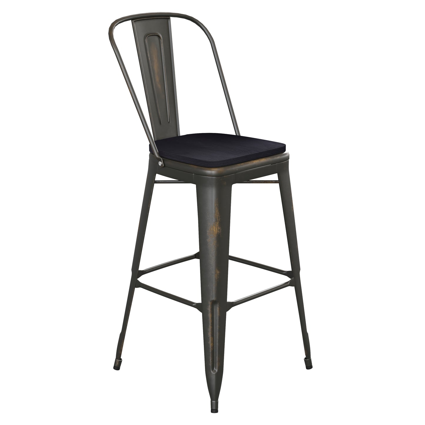 Copper Metal Stool-Black Seat ET-3534-30-COP-PL1B-GG