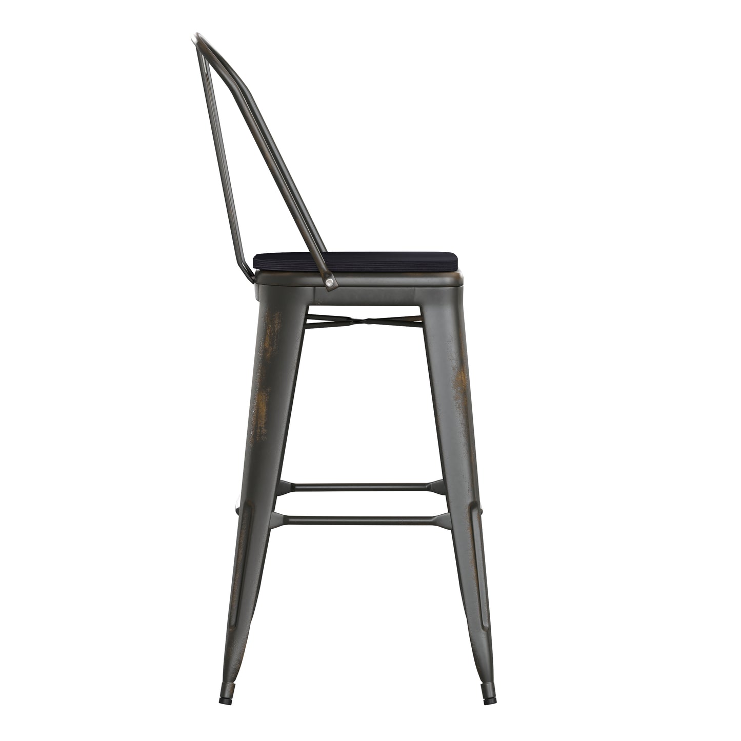 Copper Metal Stool-Black Seat ET-3534-30-COP-PL1B-GG