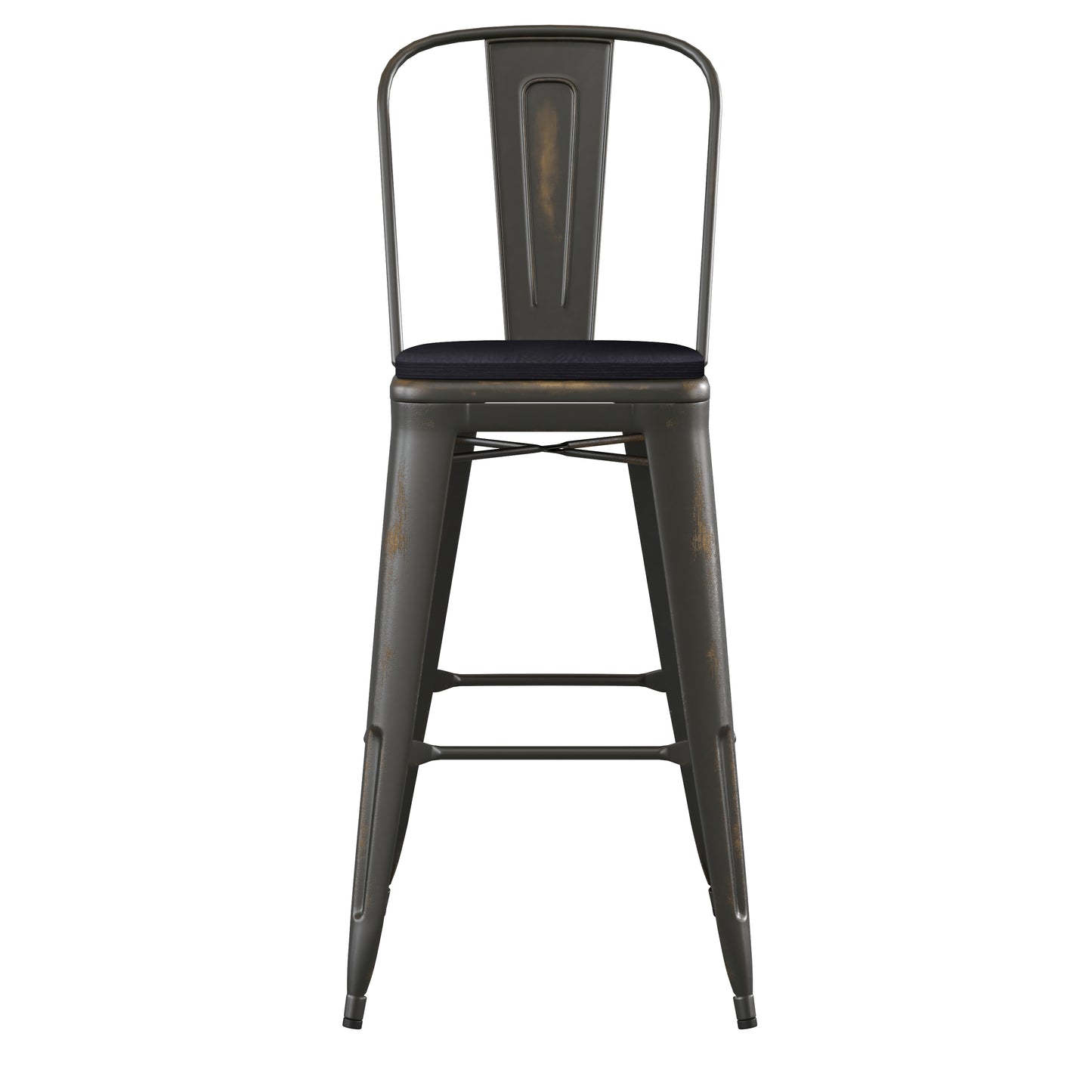 Copper Metal Stool-Black Seat ET-3534-30-COP-PL1B-GG