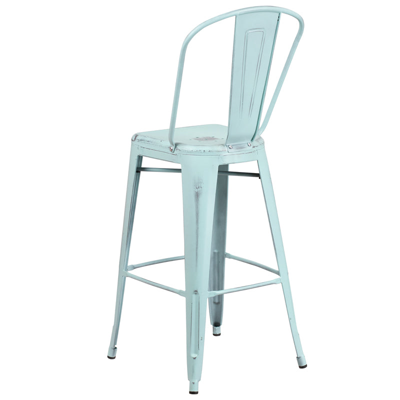 Distressed Gn-Blue Metal Stool ET-3534-30-DB-GG