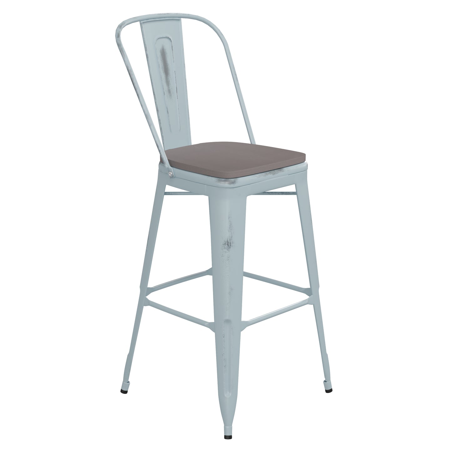 Green-Bl Metal Stool-Gray Seat ET-3534-30-DB-PL1G-GG