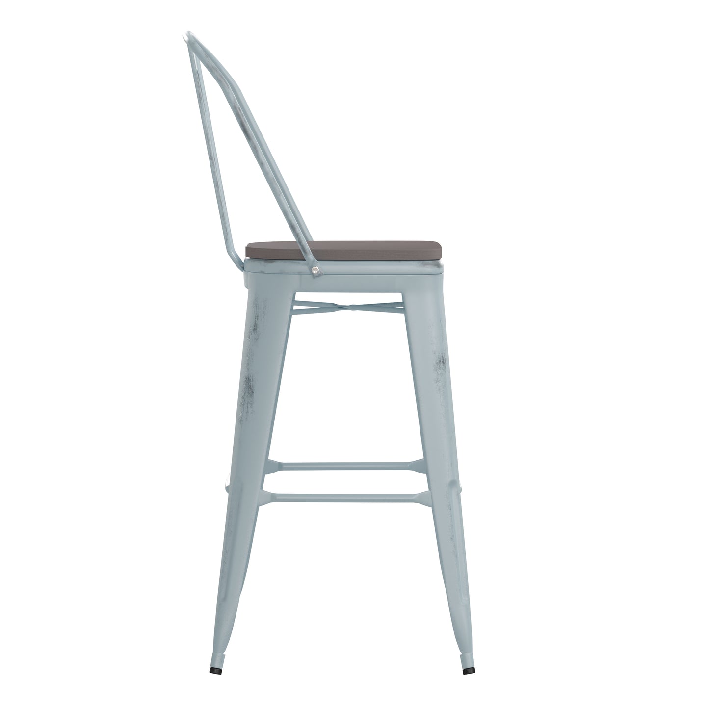 Green-Bl Metal Stool-Gray Seat ET-3534-30-DB-PL1G-GG