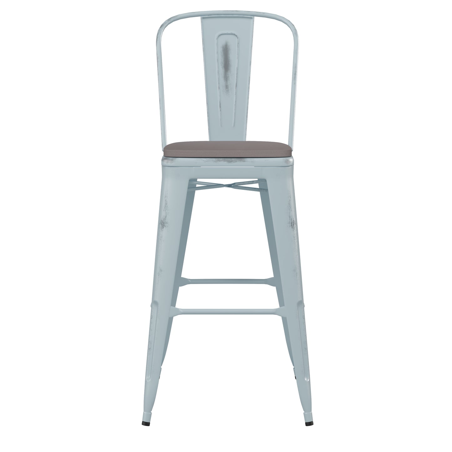 Green-Bl Metal Stool-Gray Seat ET-3534-30-DB-PL1G-GG