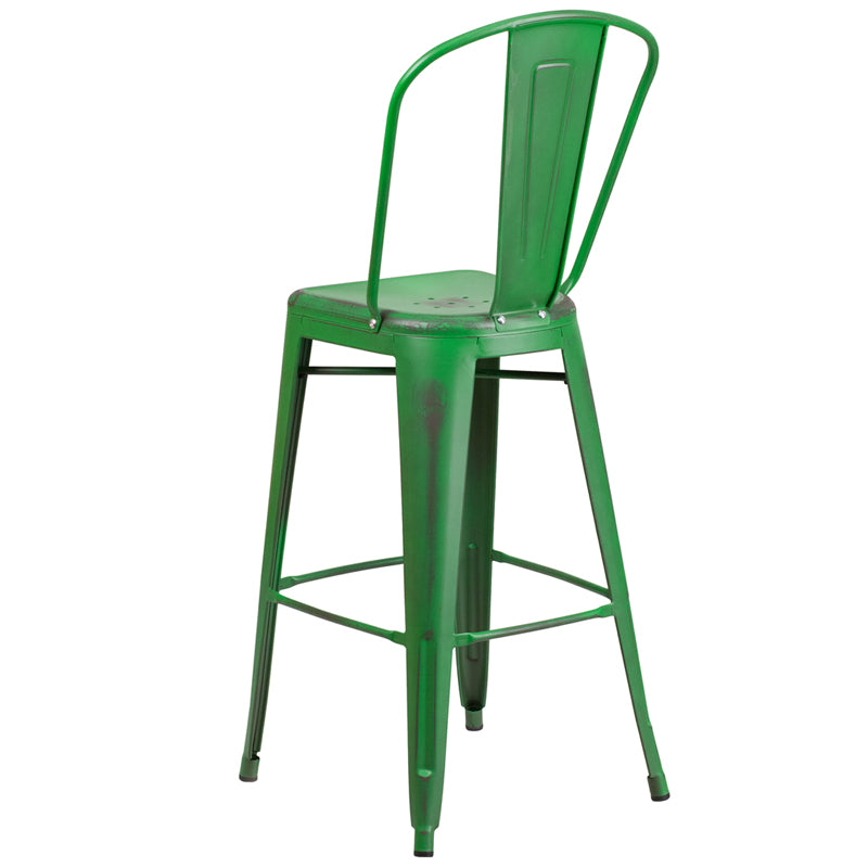 Distressed Green Metal Stool ET-3534-30-GN-GG