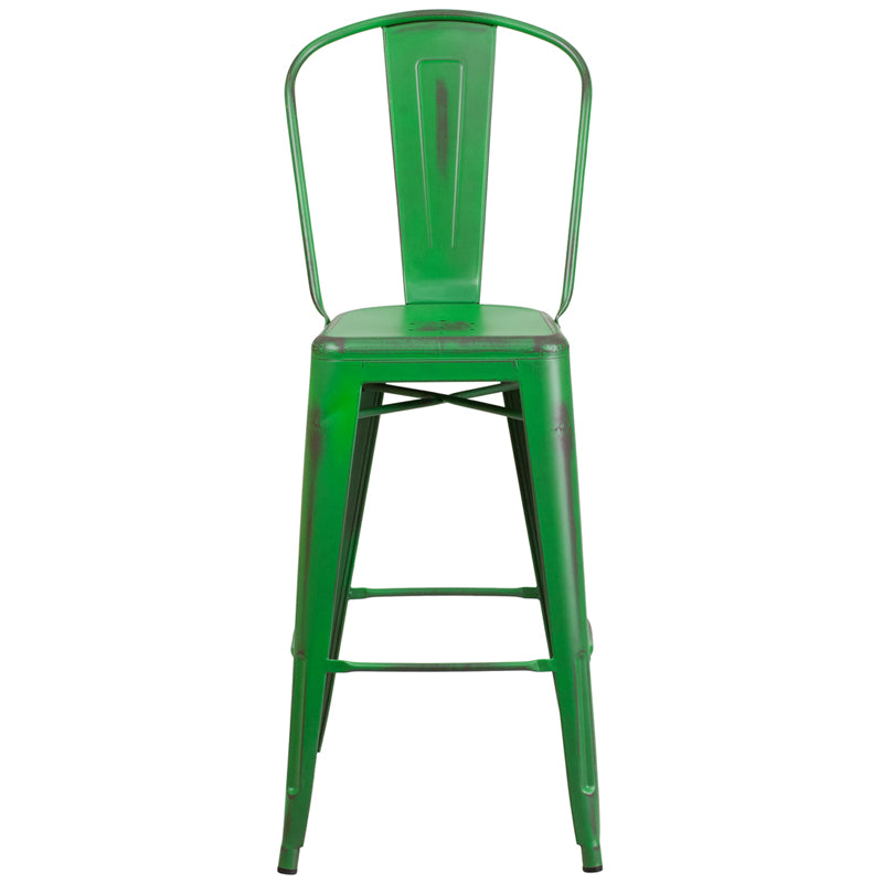 Distressed Green Metal Stool ET-3534-30-GN-GG