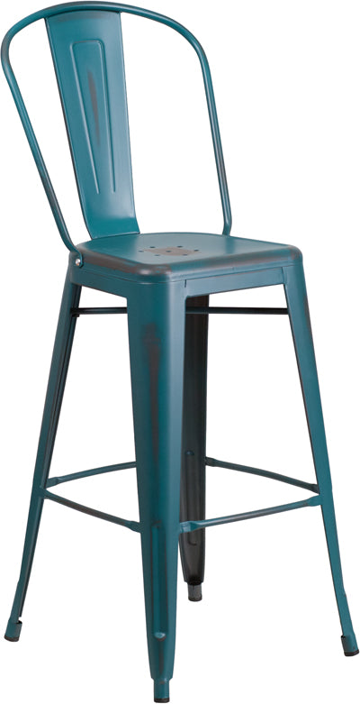 Distressed Blue-TL Metal Stool ET-3534-30-KB-GG