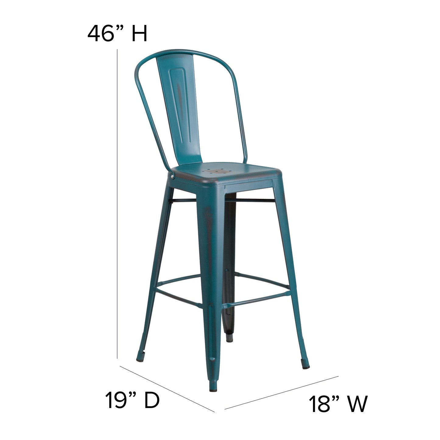 Distressed Blue-TL Metal Stool ET-3534-30-KB-GG