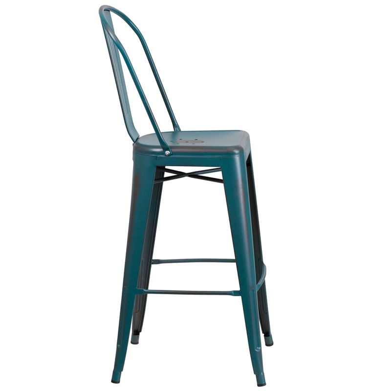 Distressed Blue-TL Metal Stool ET-3534-30-KB-GG