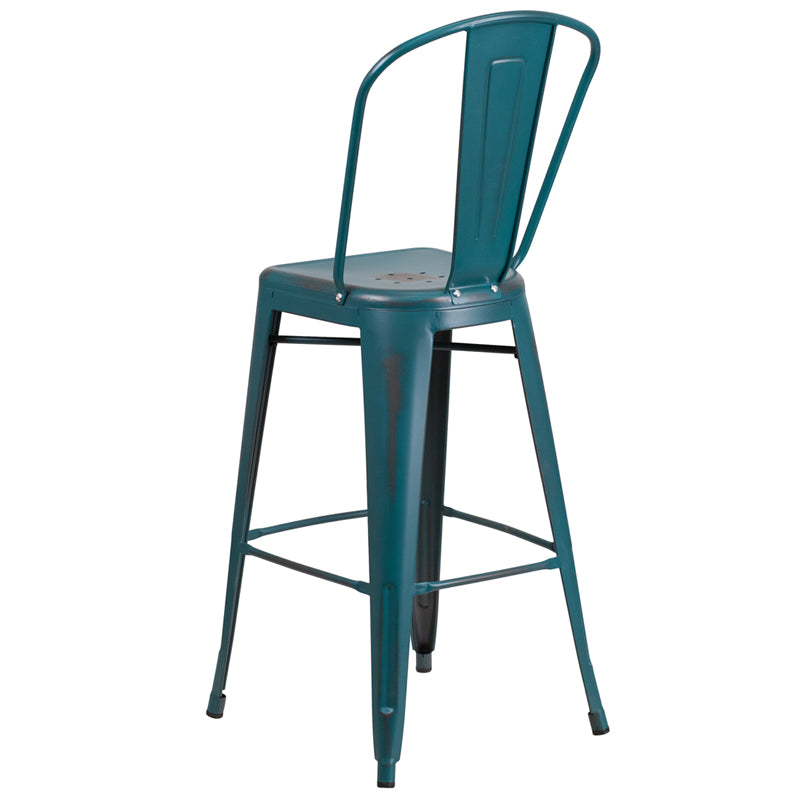 Distressed Blue-TL Metal Stool ET-3534-30-KB-GG