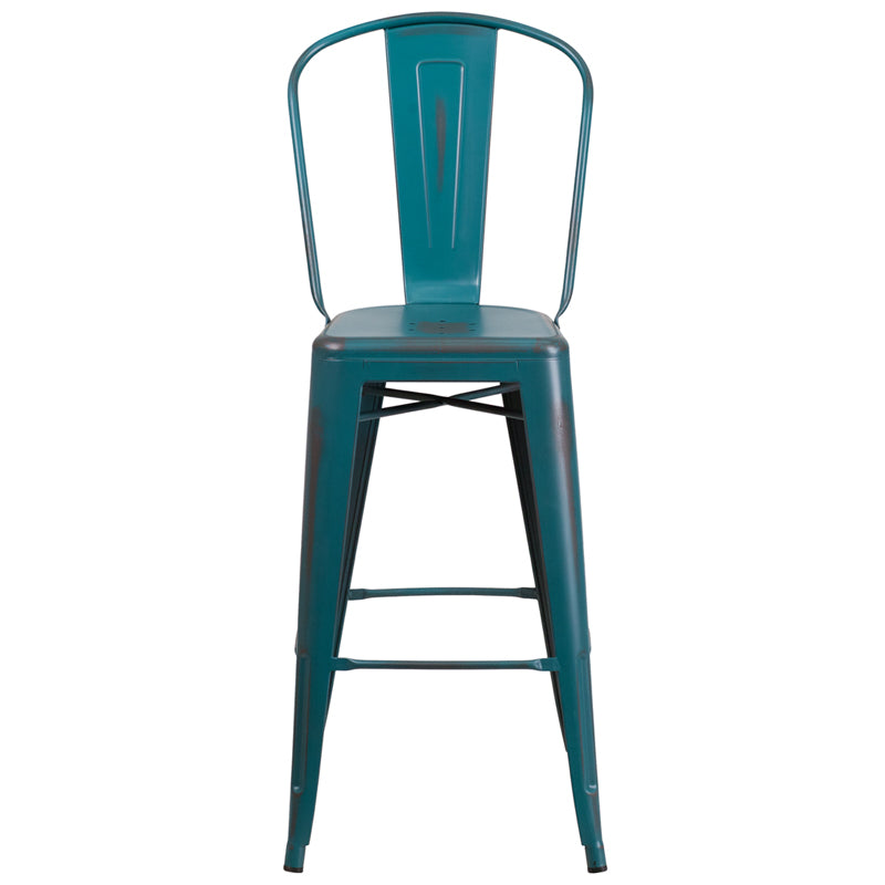 Distressed Blue-TL Metal Stool ET-3534-30-KB-GG