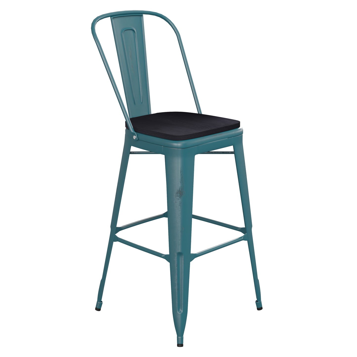 Blue-Tl Metal Stool-Black Seat ET-3534-30-KB-PL1B-GG