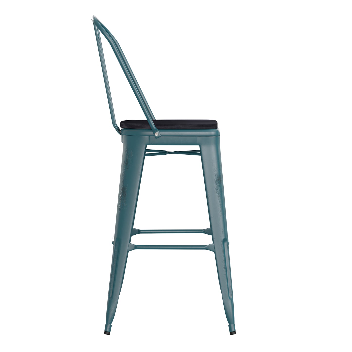 Blue-Tl Metal Stool-Black Seat ET-3534-30-KB-PL1B-GG