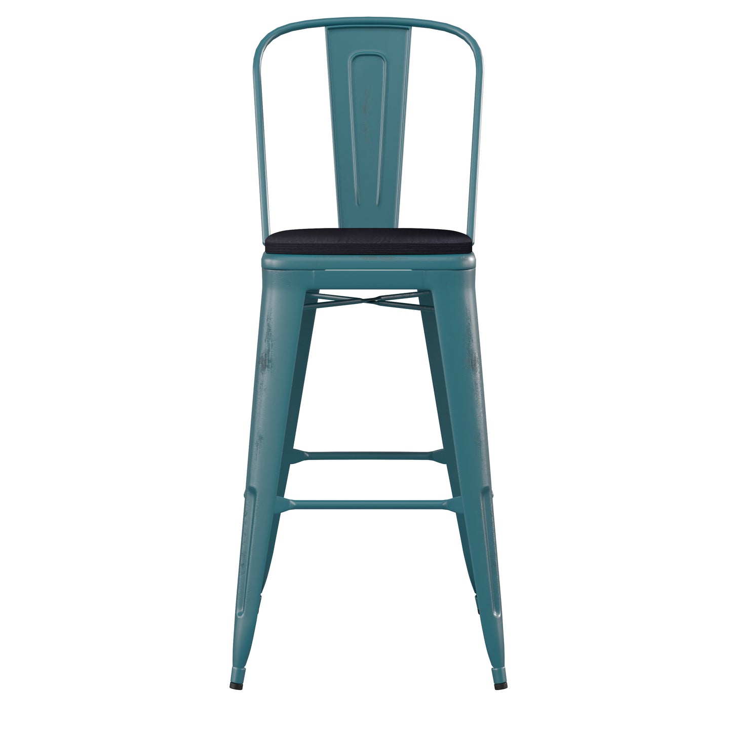 Blue-Tl Metal Stool-Black Seat ET-3534-30-KB-PL1B-GG