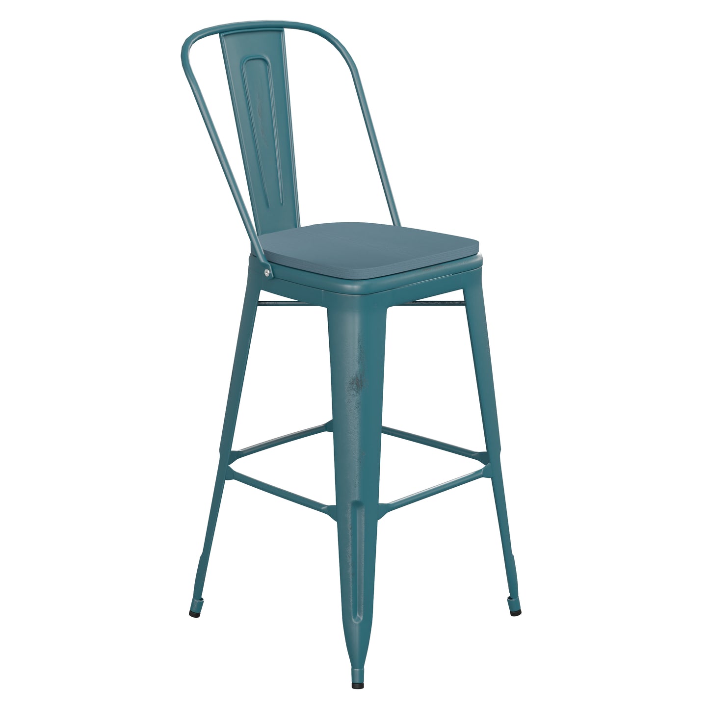 Blue-Tl Metal Stool-Teal Seat ET-3534-30-KB-PL1C-GG