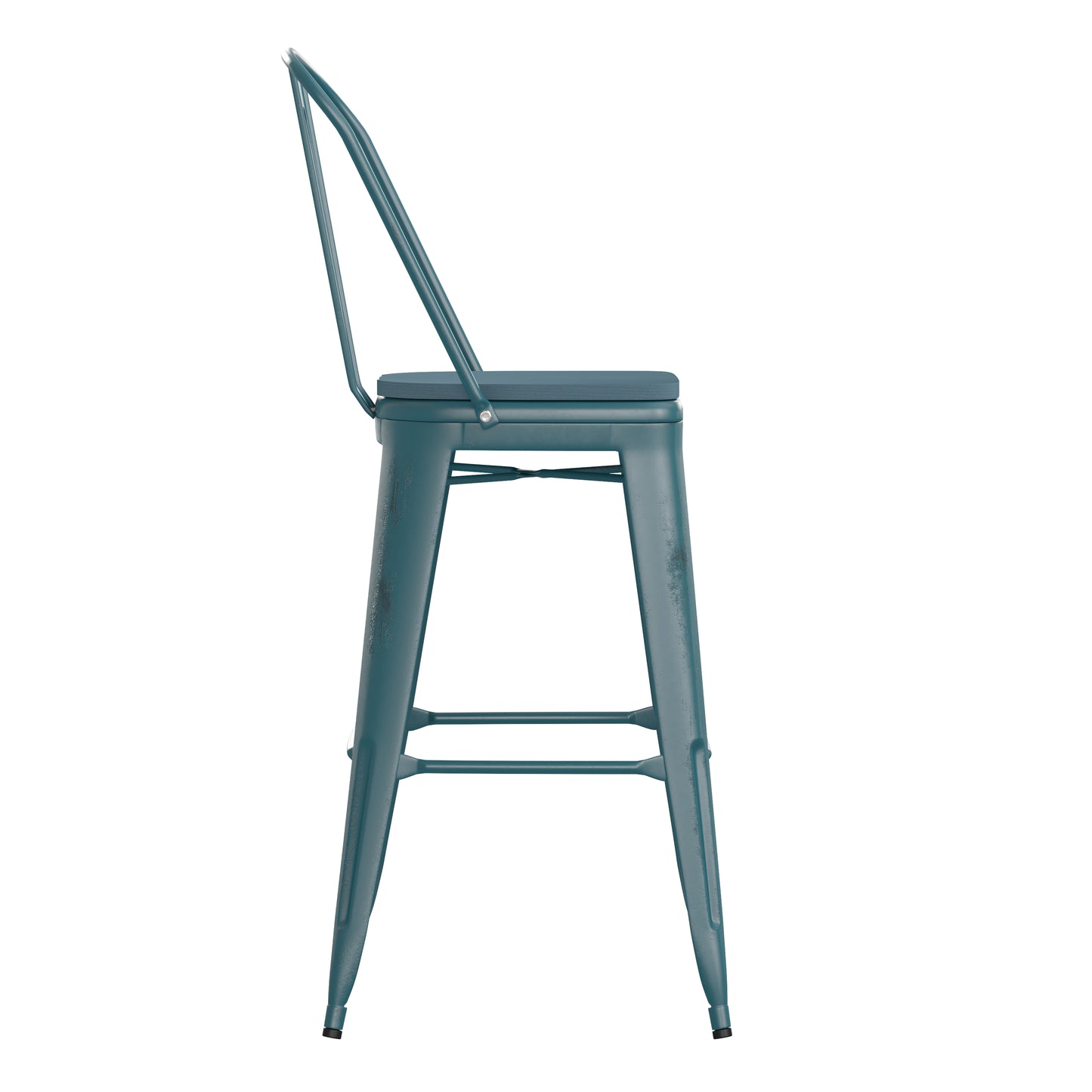 Blue-Tl Metal Stool-Teal Seat ET-3534-30-KB-PL1C-GG