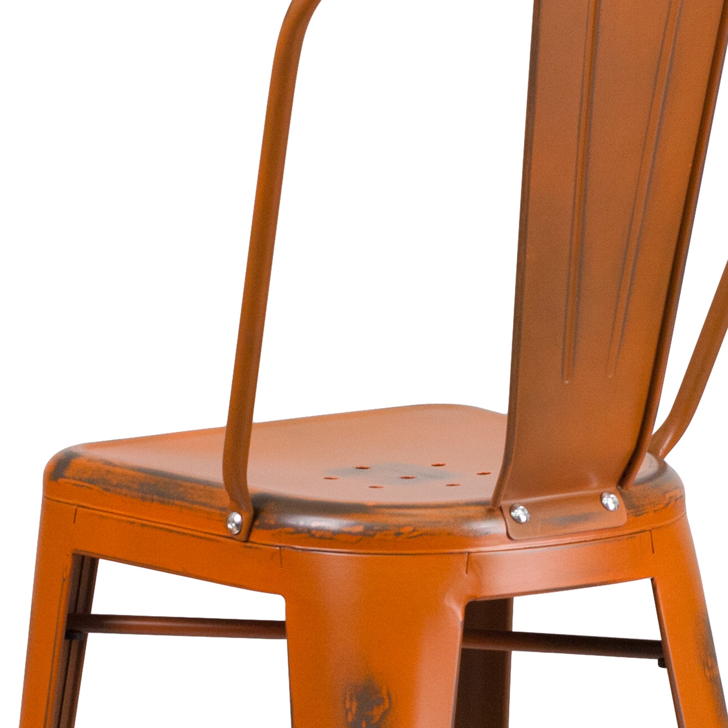 Distressed Orange Metal Stool ET-3534-30-OR-GG