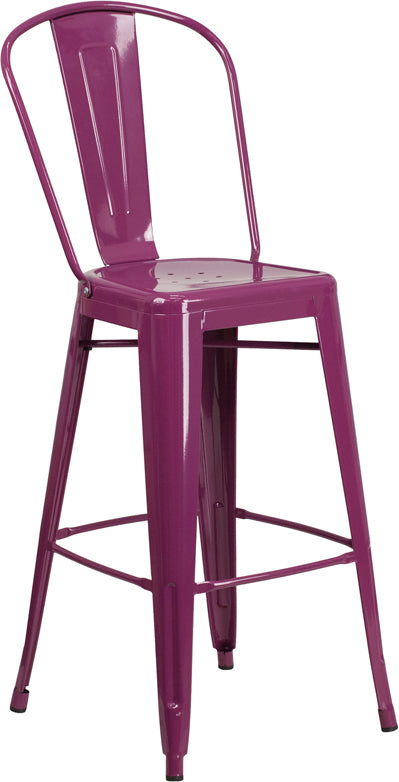 30" Purp Metal Outdoor Stool ET-3534-30-PUR-GG