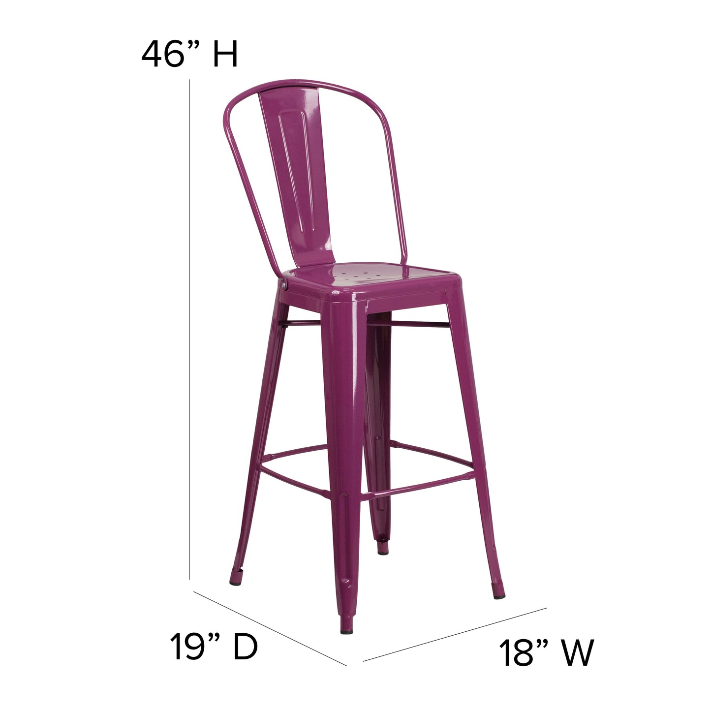 30" Purp Metal Outdoor Stool ET-3534-30-PUR-GG