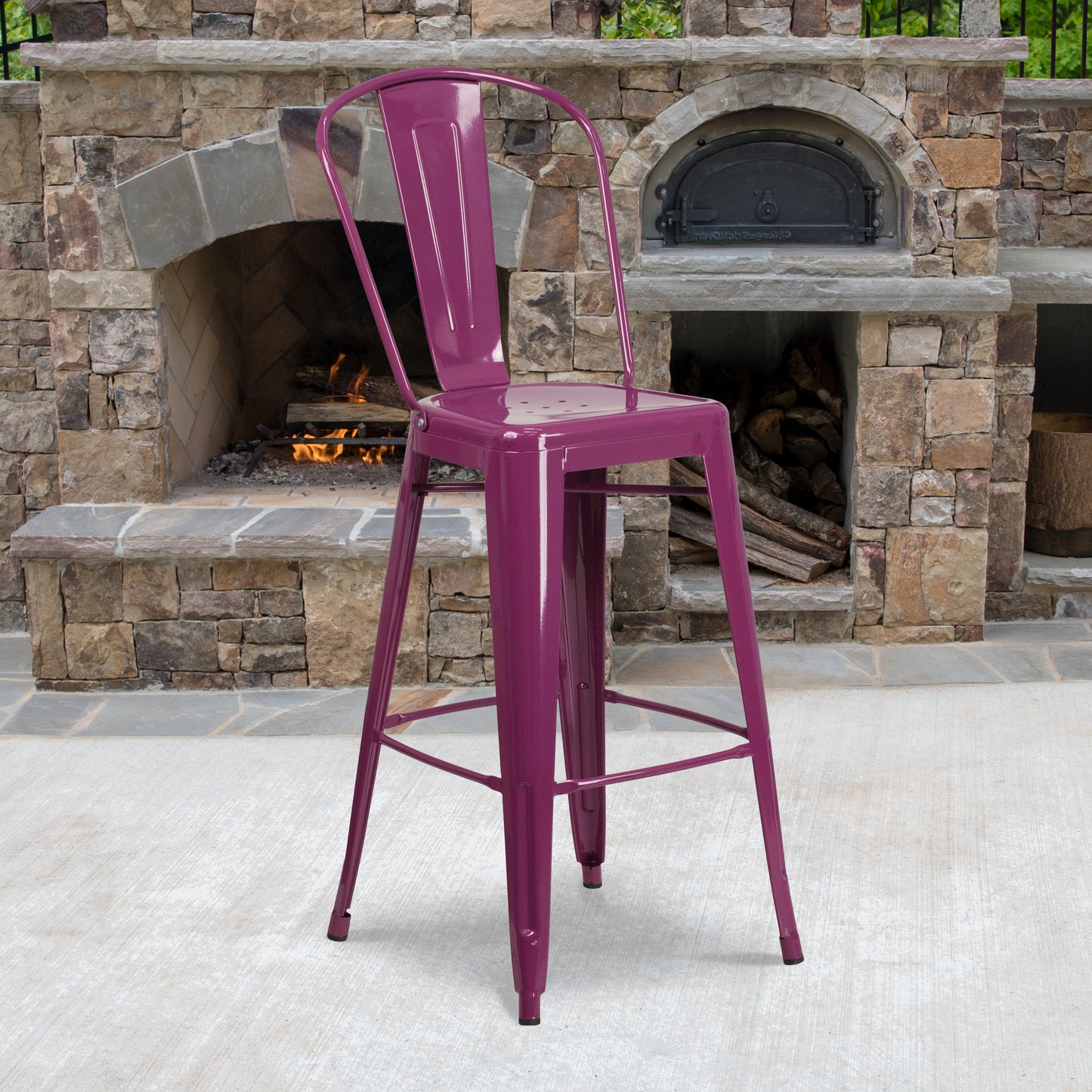 30" Purp Metal Outdoor Stool ET-3534-30-PUR-GG