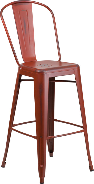 Distressed Red Metal Stool ET-3534-30-RD-GG