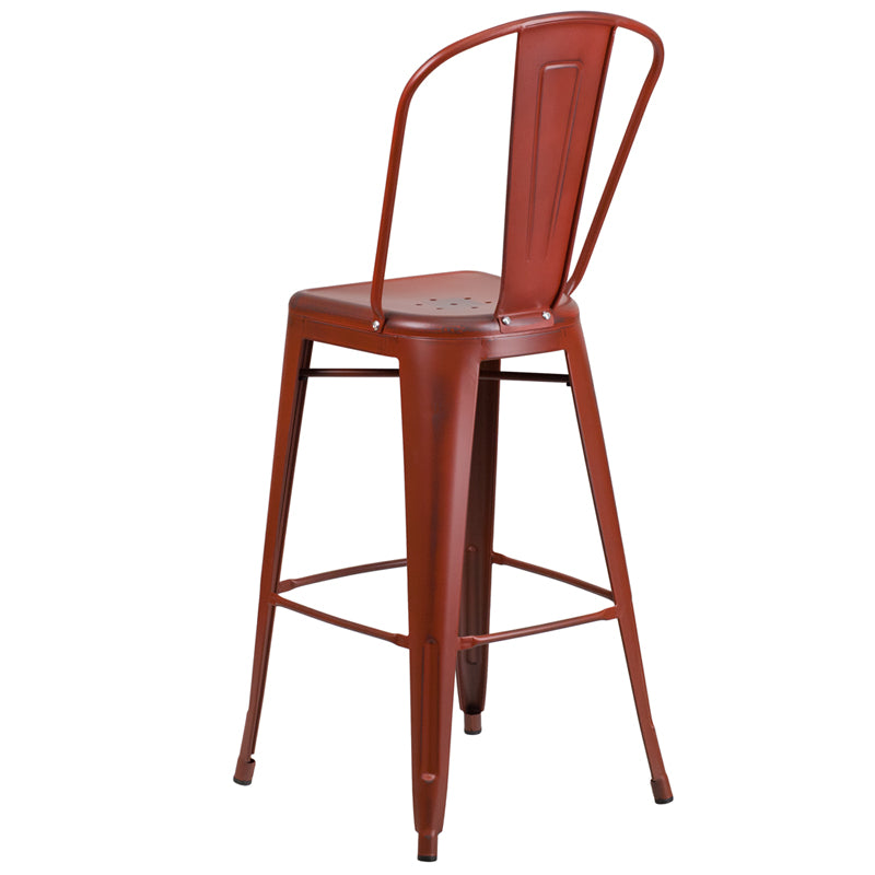 Distressed Red Metal Stool ET-3534-30-RD-GG