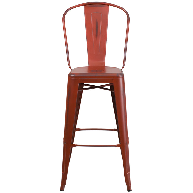 Distressed Red Metal Stool ET-3534-30-RD-GG