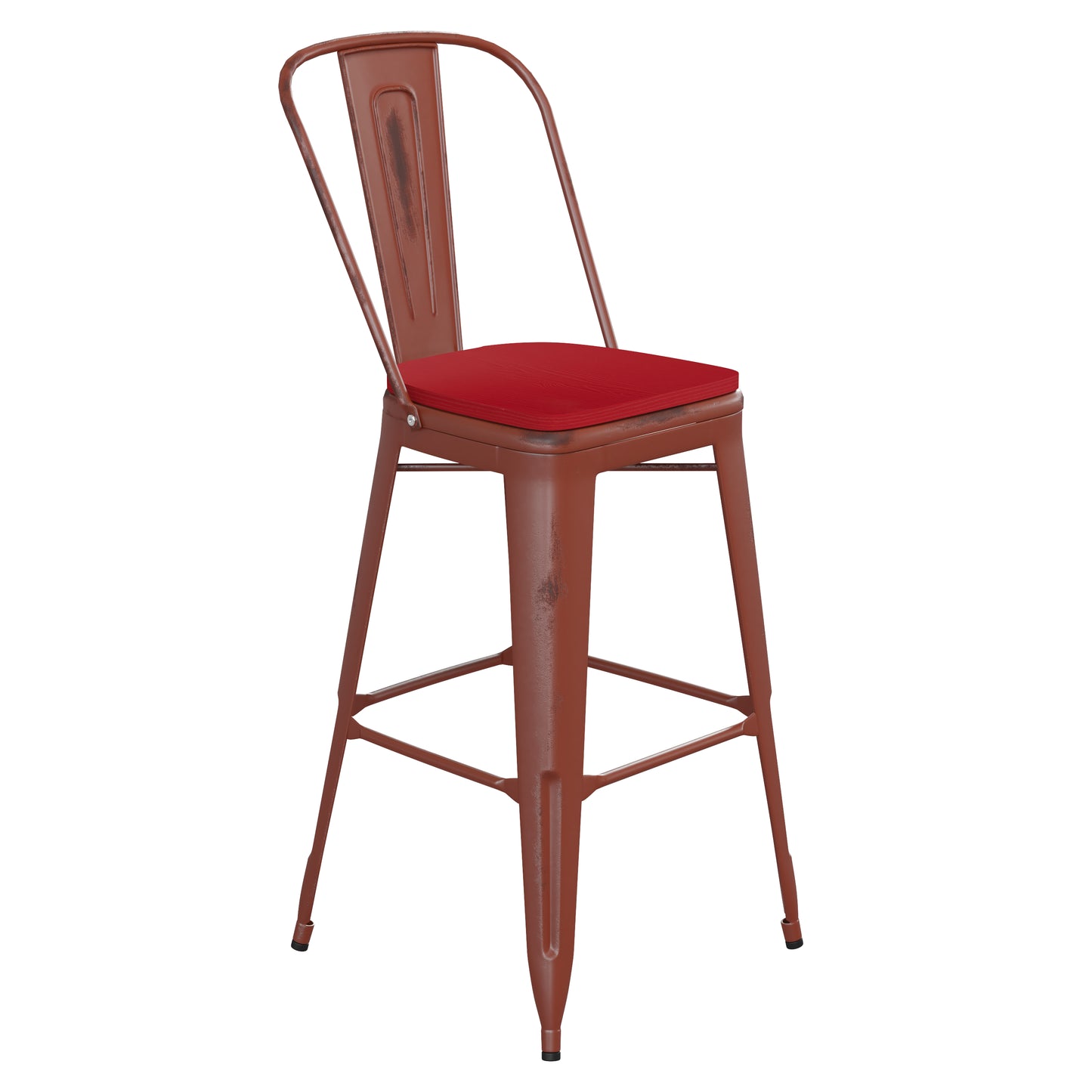 Red Metal Stool-Red Seat ET-3534-30-RD-PL1R-GG