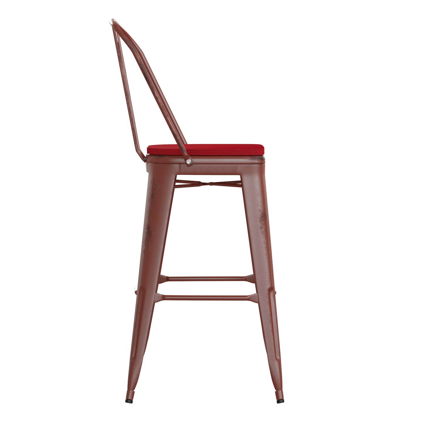 Red Metal Stool-Red Seat ET-3534-30-RD-PL1R-GG