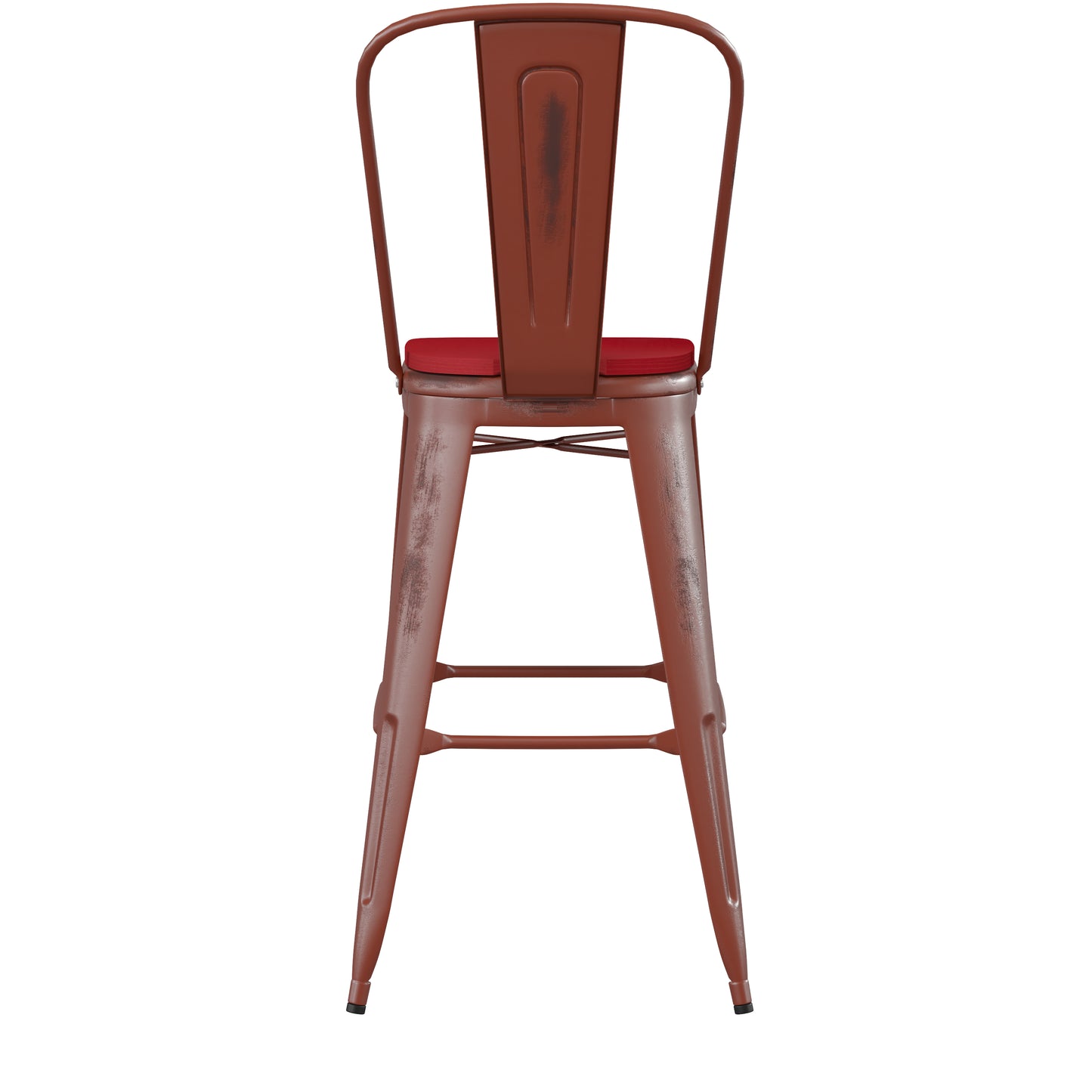 Red Metal Stool-Red Seat ET-3534-30-RD-PL1R-GG