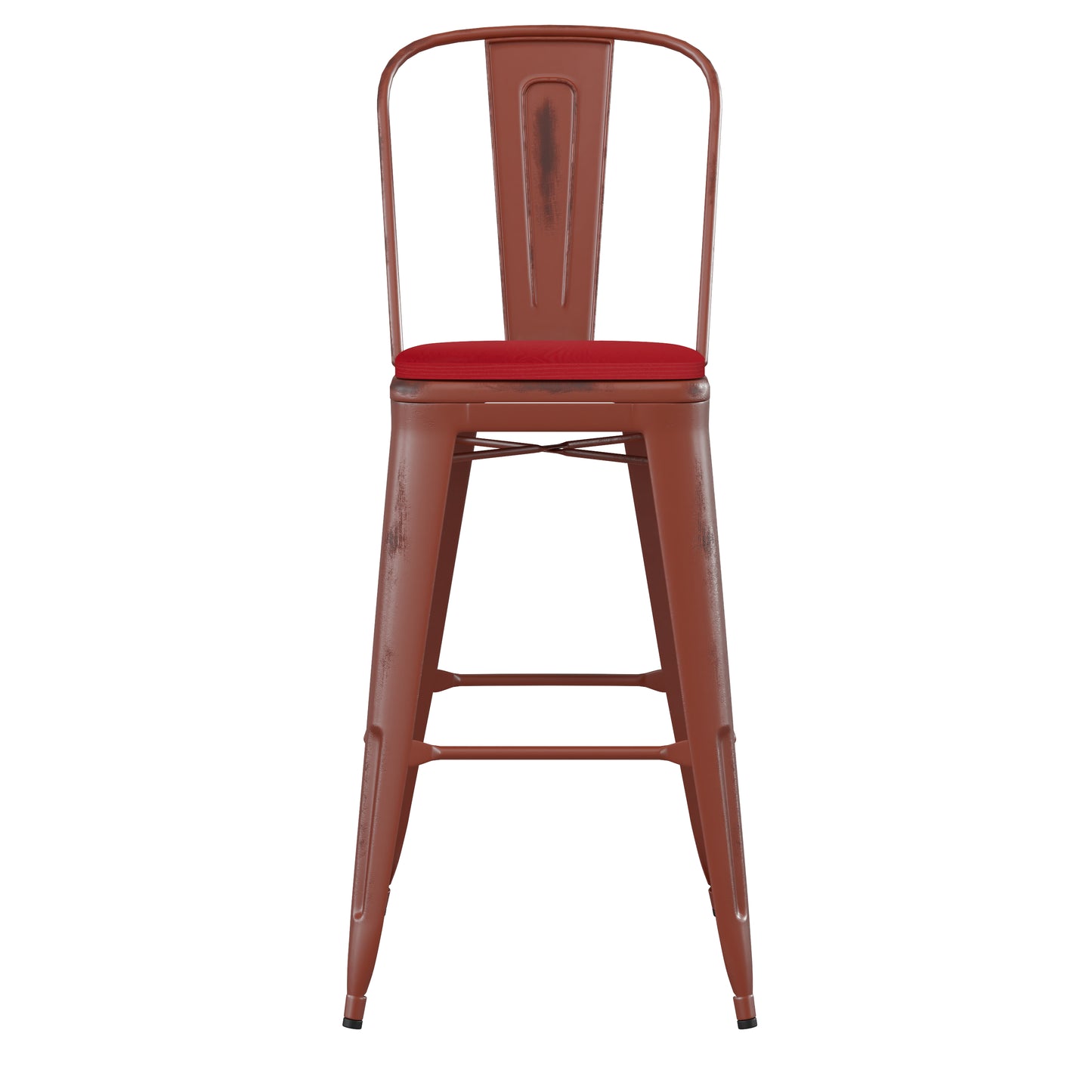 Red Metal Stool-Red Seat ET-3534-30-RD-PL1R-GG