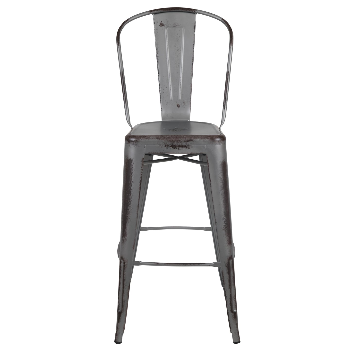 30"H Distressed Silver Stool ET-3534-30-SIL-GG